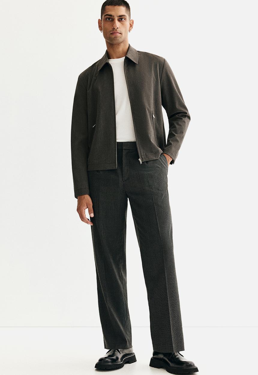 H&M - Relaxed fit suit trousers - dark grey checked 
