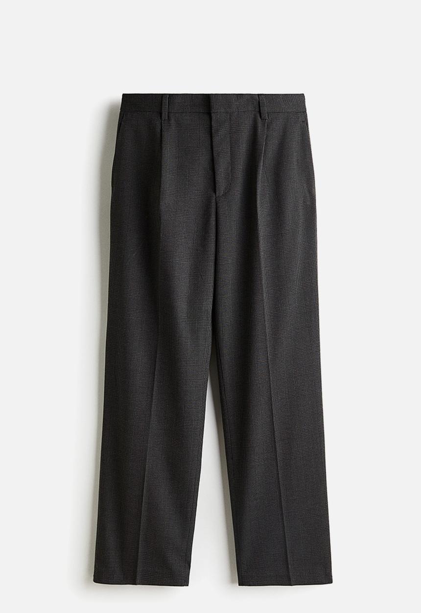 H&M - Relaxed fit suit trousers - dark grey checked 