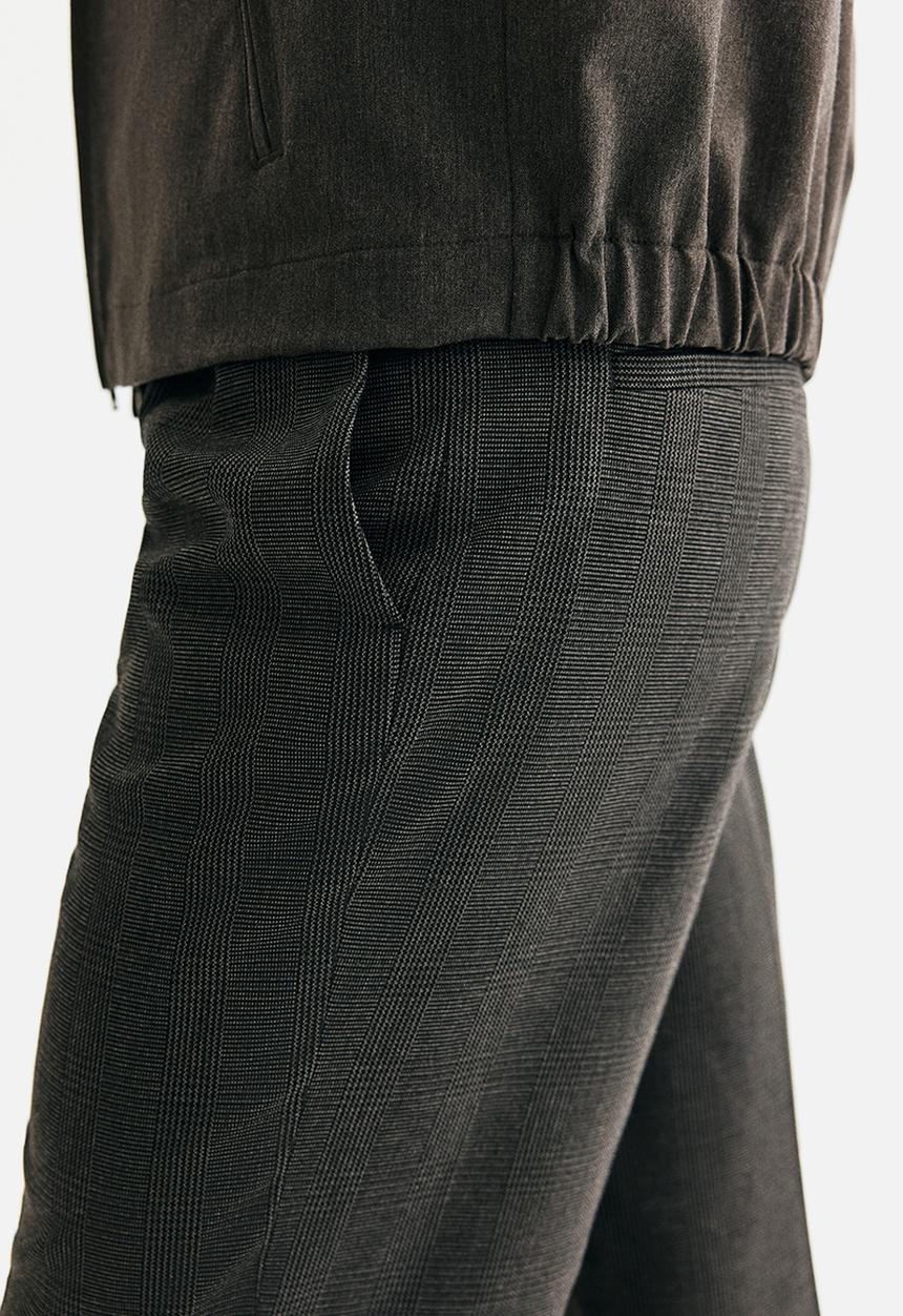 H&M - Relaxed fit suit trousers - dark grey checked 
