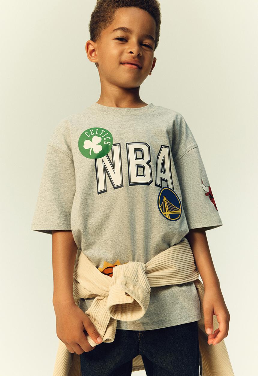 Oversized printed t-shirt - light grey/nba - 1117472140