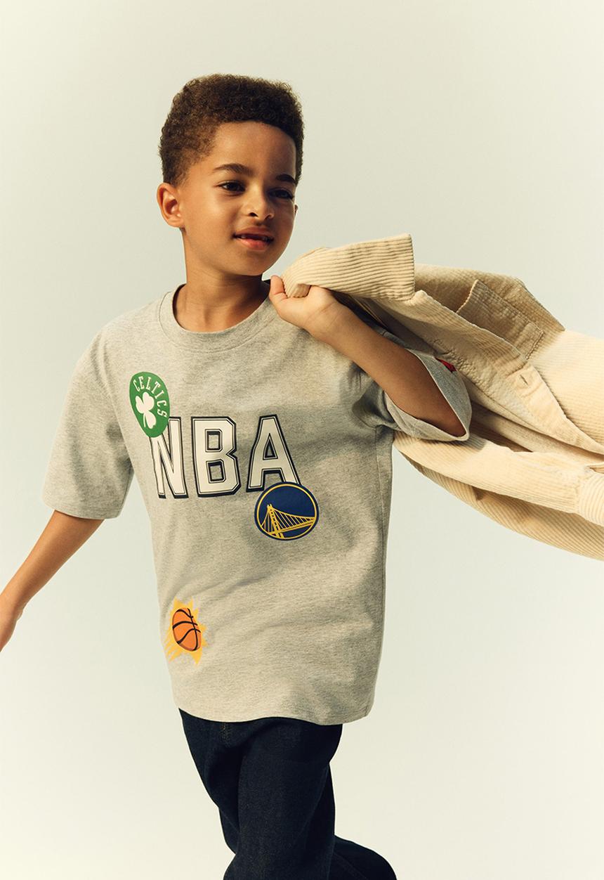 H&M - Oversized printed t-shirt - light grey/nba