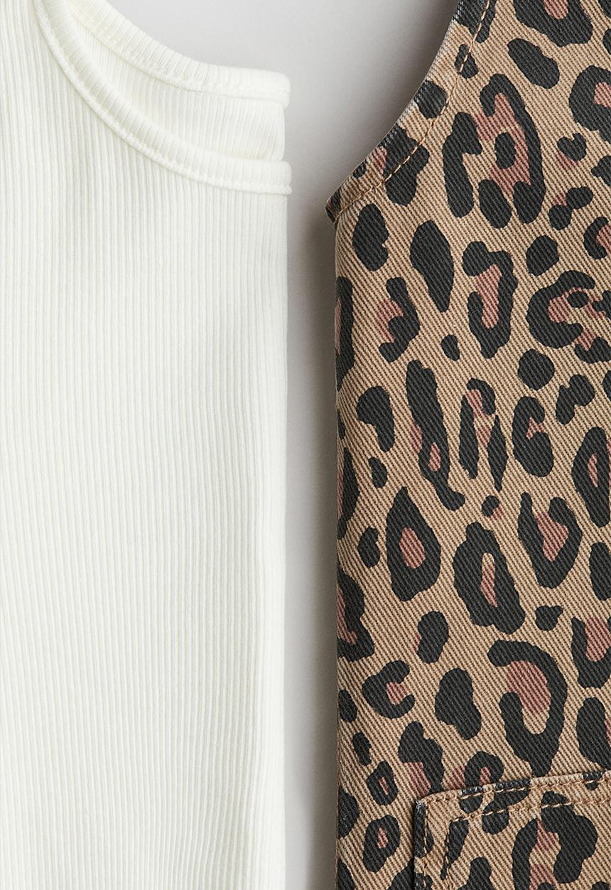 H&M - 2-piece dress and top set - beige leopard print