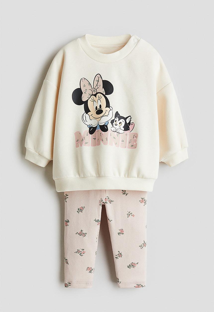 H&M - 2-piece printed set - cream minnie mouse