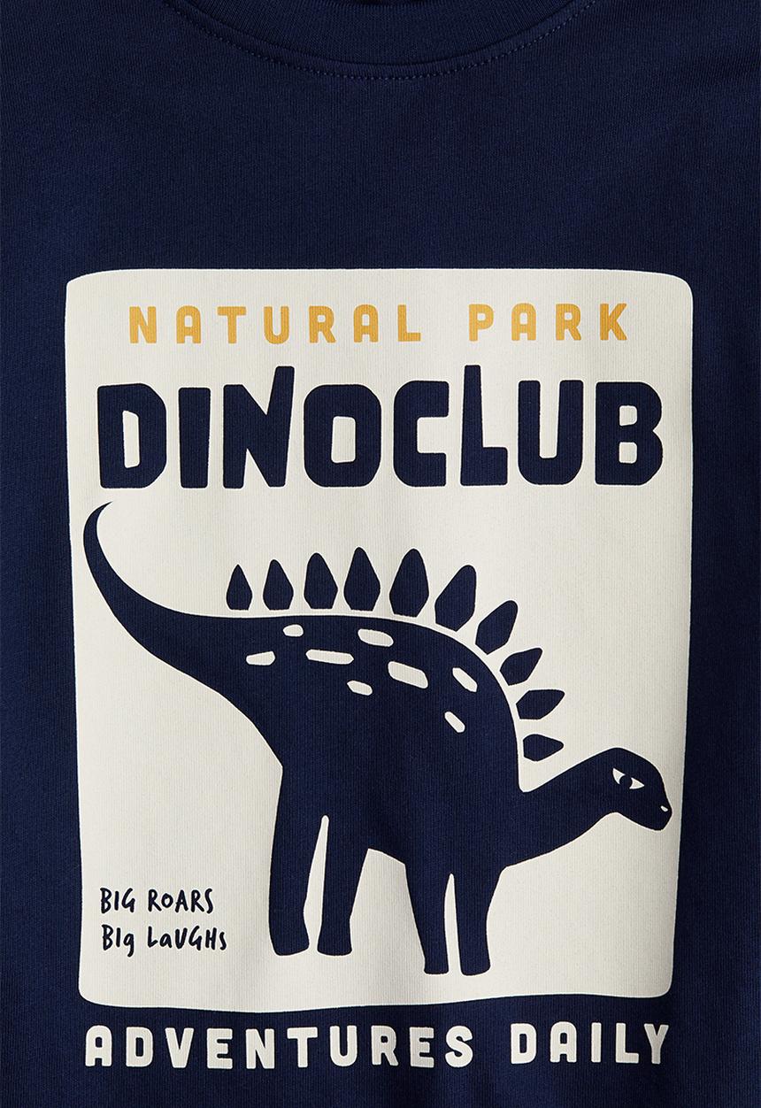 H&M - Printed cotton t-shirt - navy blue/dinoclub