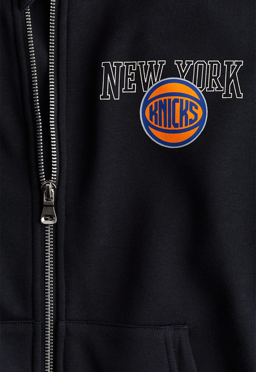 H&M - Motif-detail zip-through hoodie - navy blue new york knicks