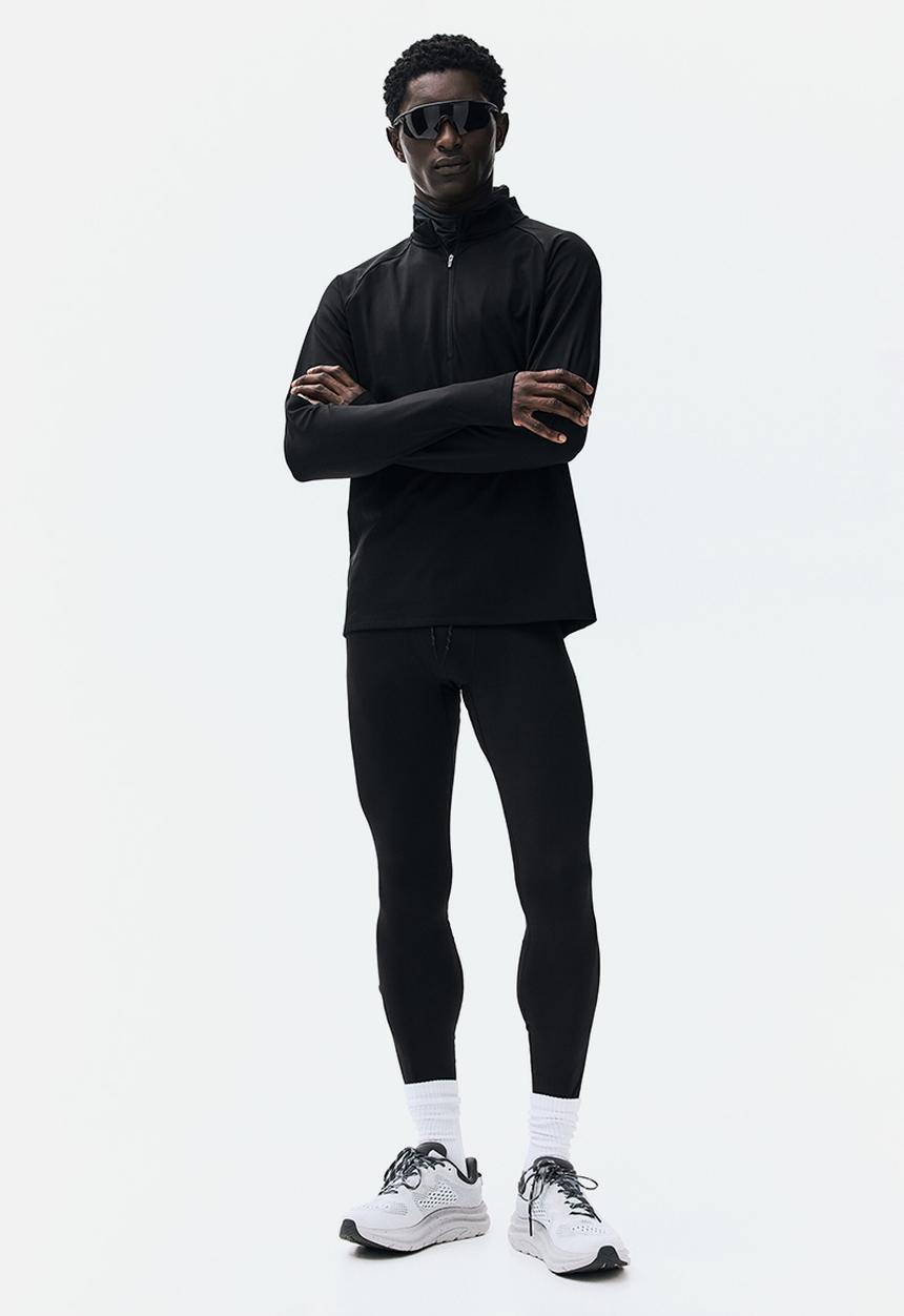 H&M - Zip-top midlayer sports top with thermomove™ - black