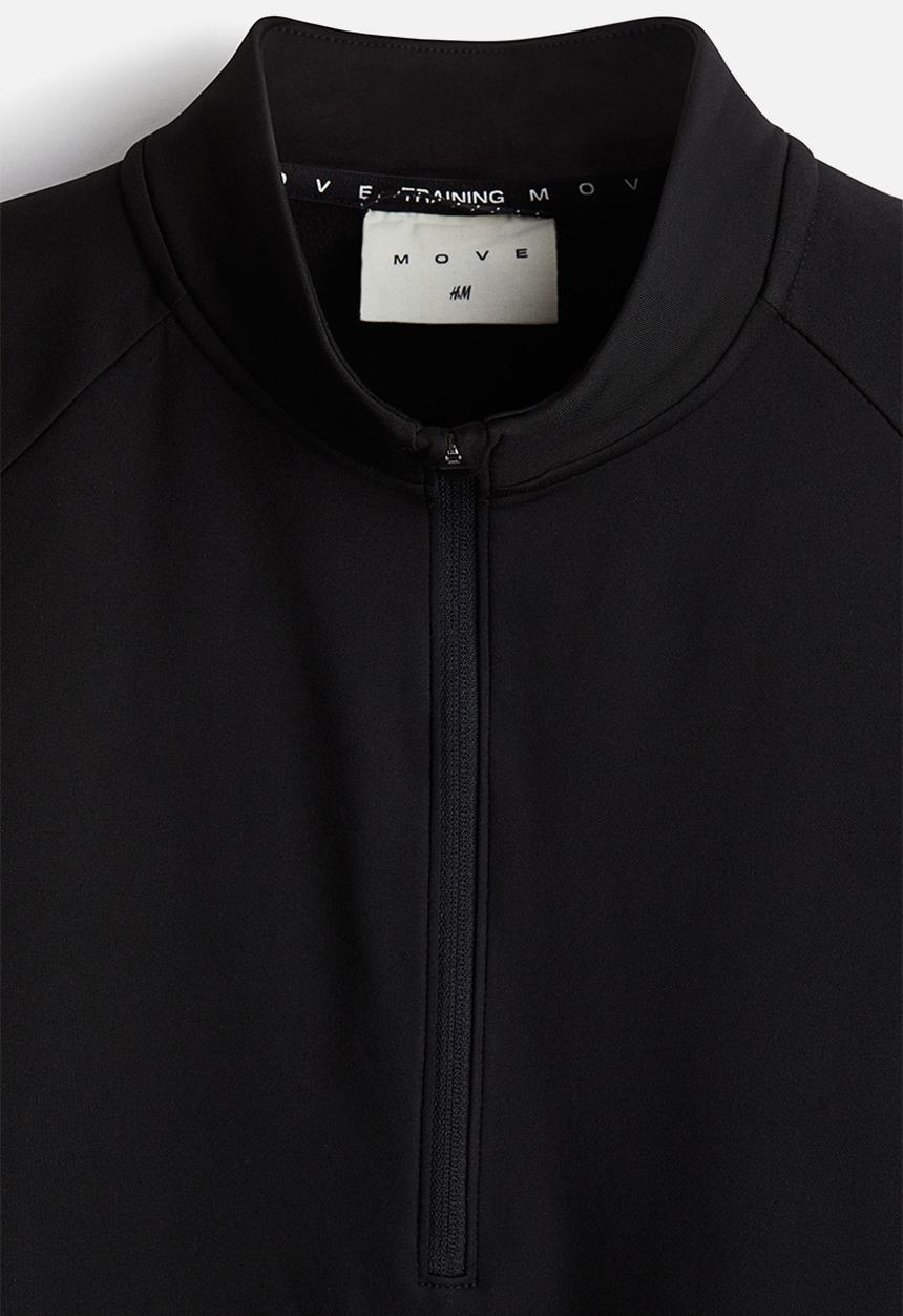 H&M - Zip-top midlayer sports top with thermomove™ - black