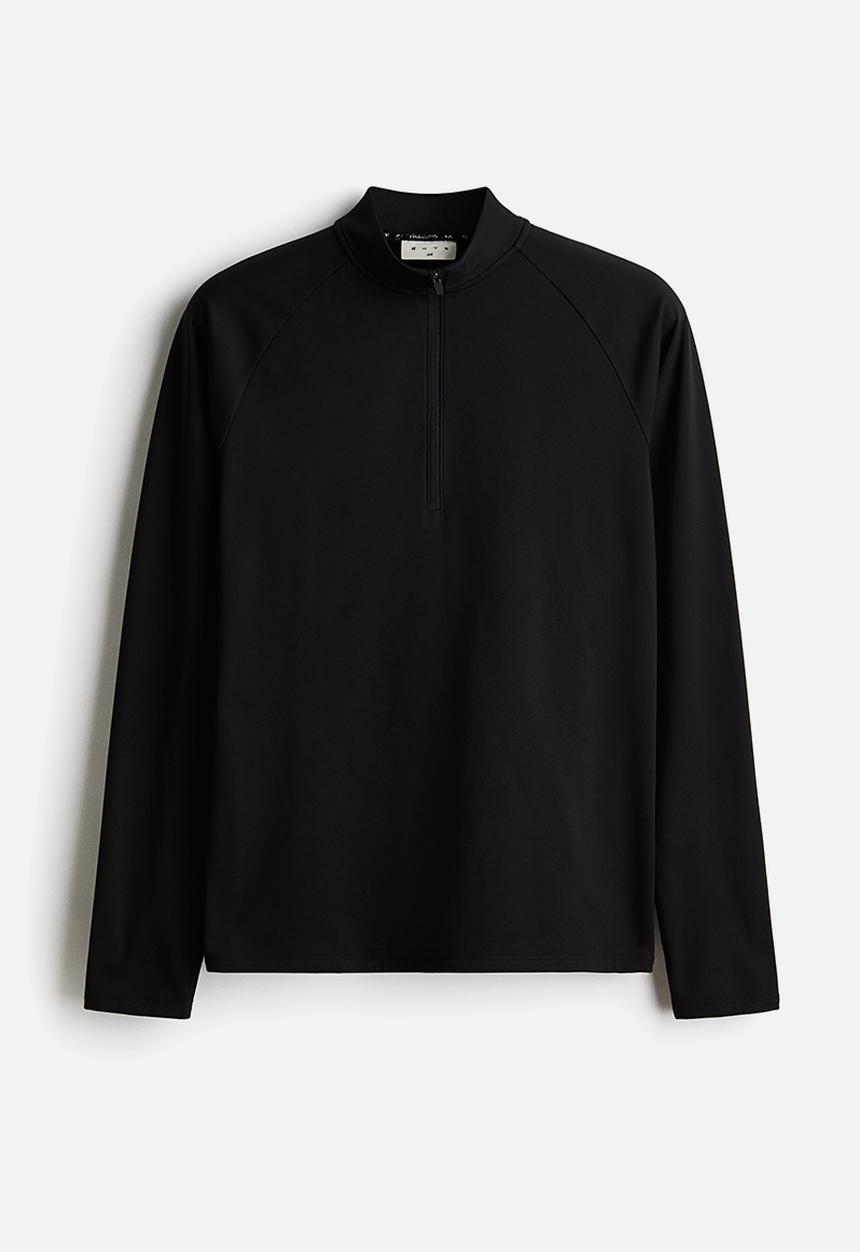 H&M - Zip-top midlayer sports top with thermomove™ - black