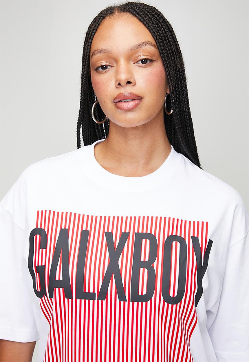 GALXBOY - STRIPED T-SHIRT  - WHITE
