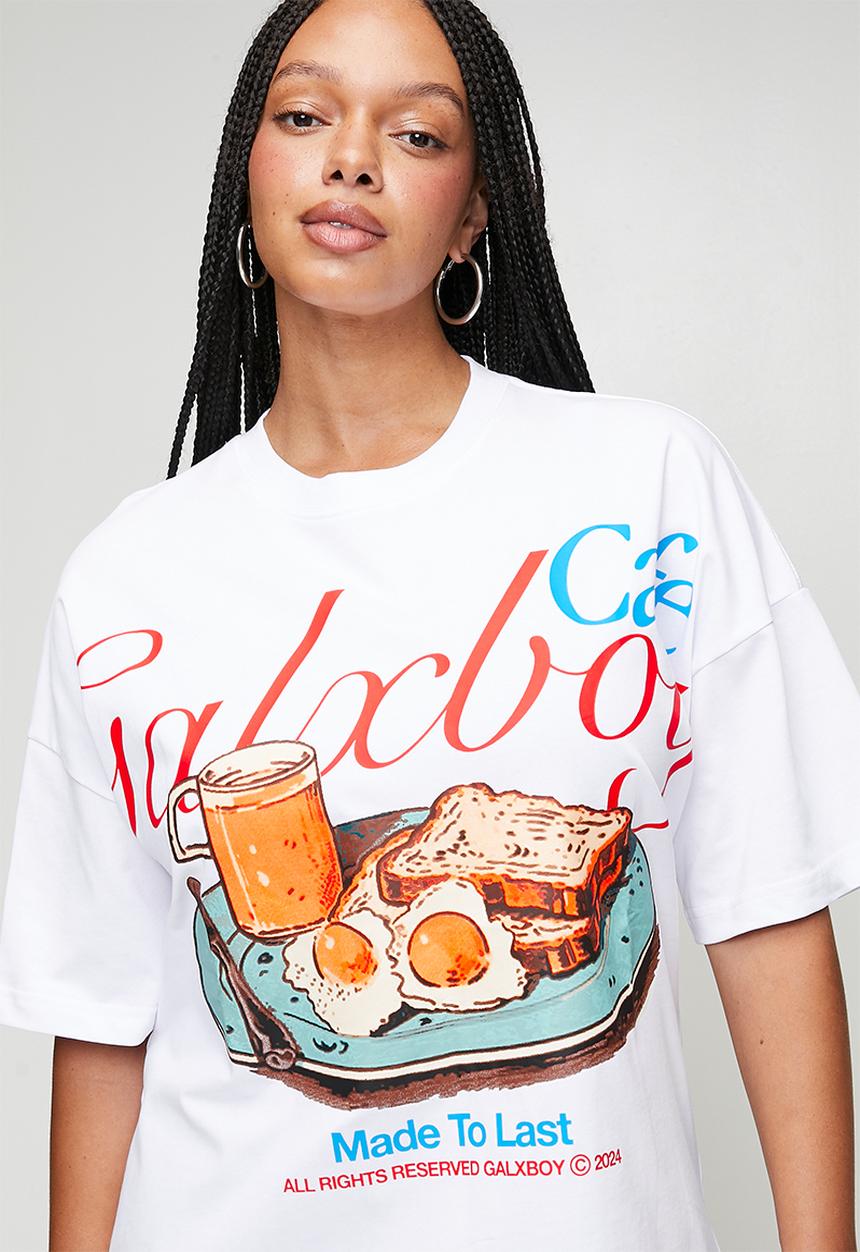 GALXBOY - CAFÉ T-SHIRT  - WHITE