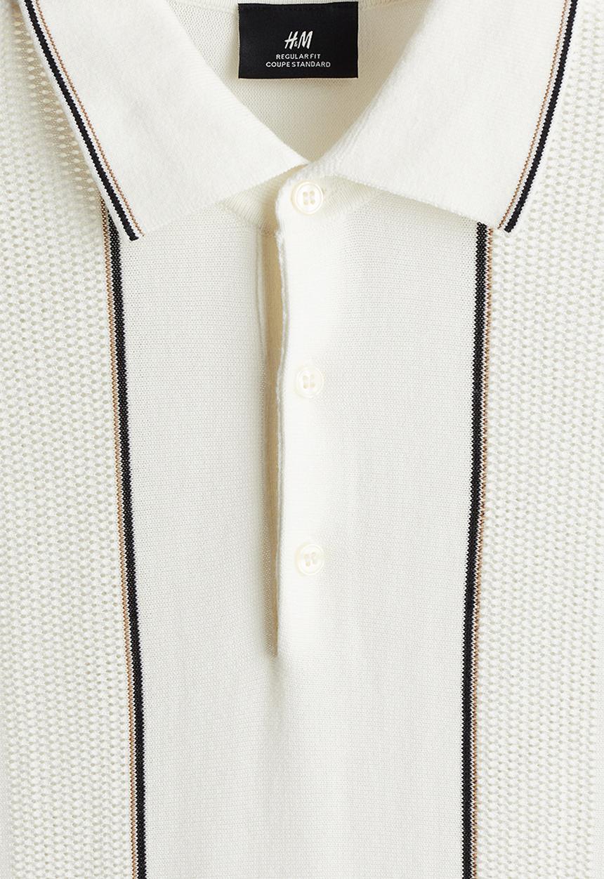 H&M - Regular fit polo shirt - white striped