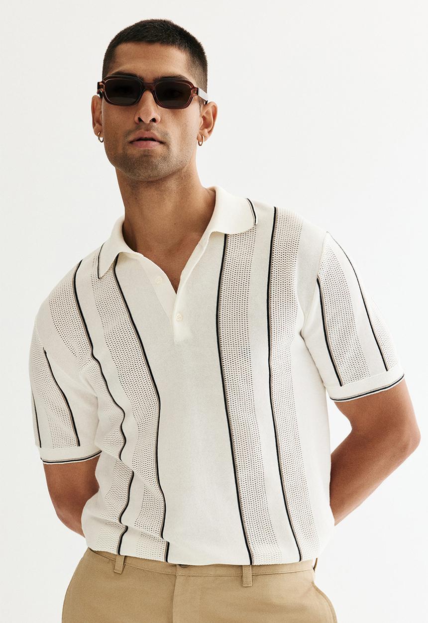 H&M - Regular fit polo shirt - white striped