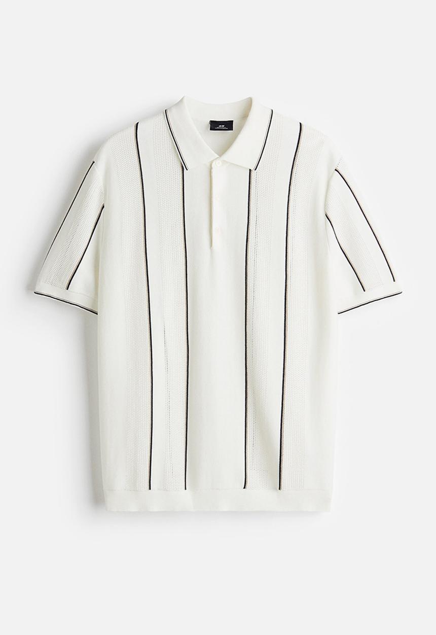 H&M - Regular fit polo shirt - white striped