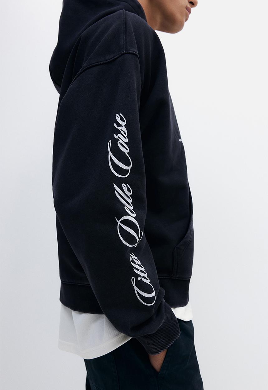H&M - Oversized fit washed hoodie - black/le strade di