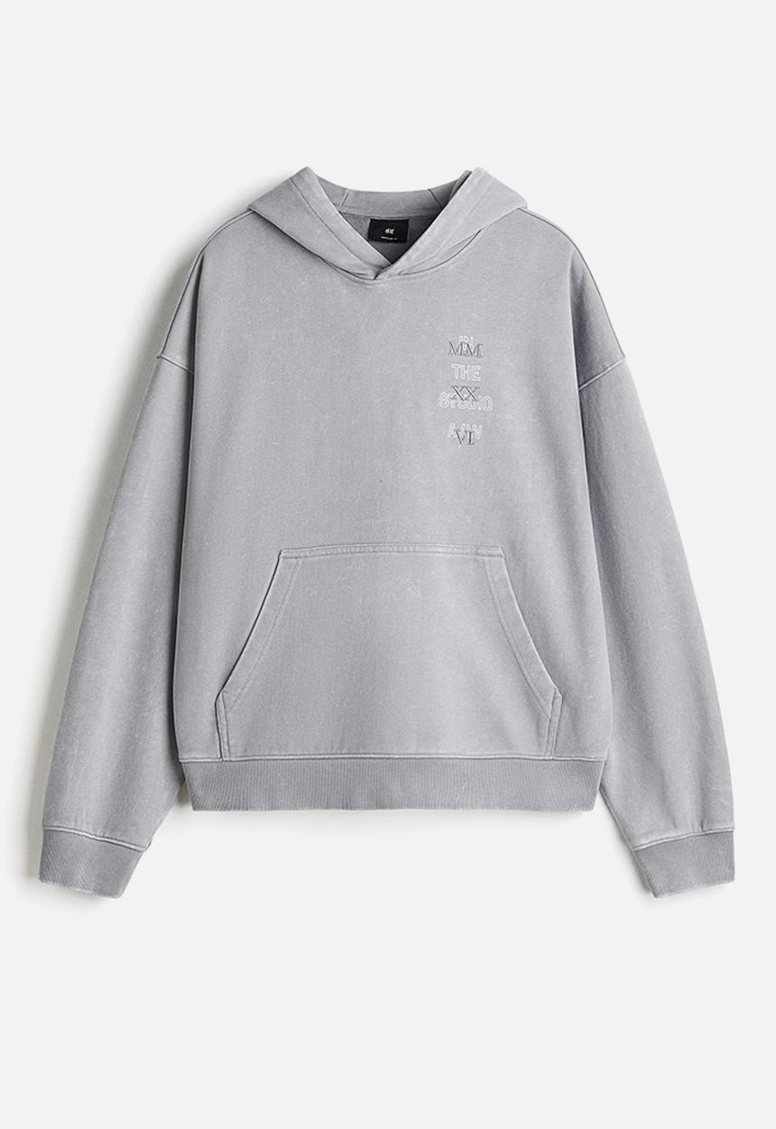 H&M - Oversized fit washed hoodie - light grey