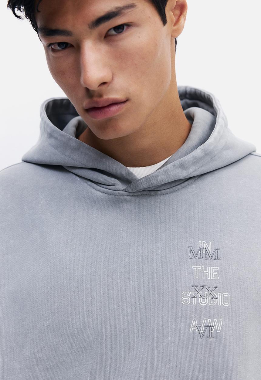 H&M - Oversized fit washed hoodie - light grey