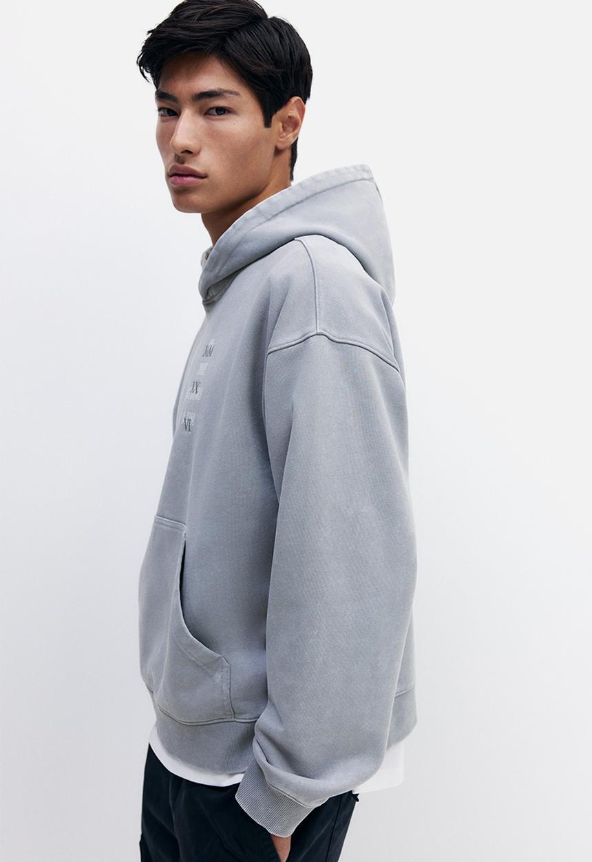 H&M - Oversized fit washed hoodie - light grey