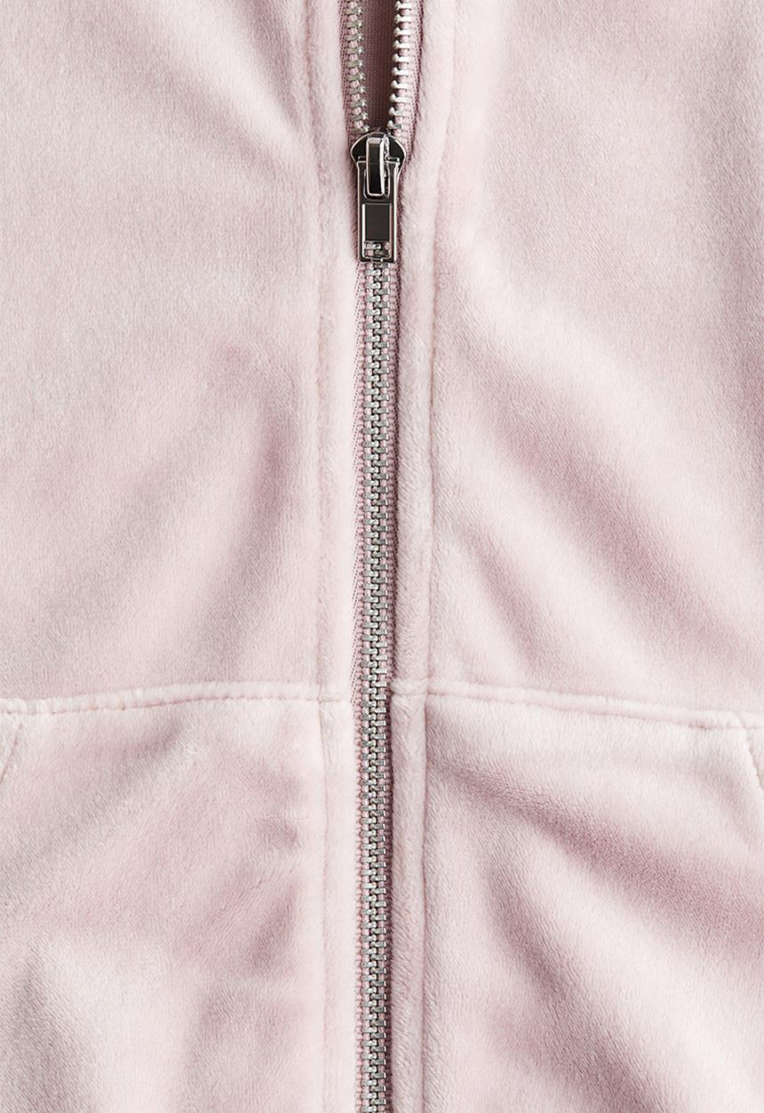 H&M - Velour zip-through hoodie - powder pink