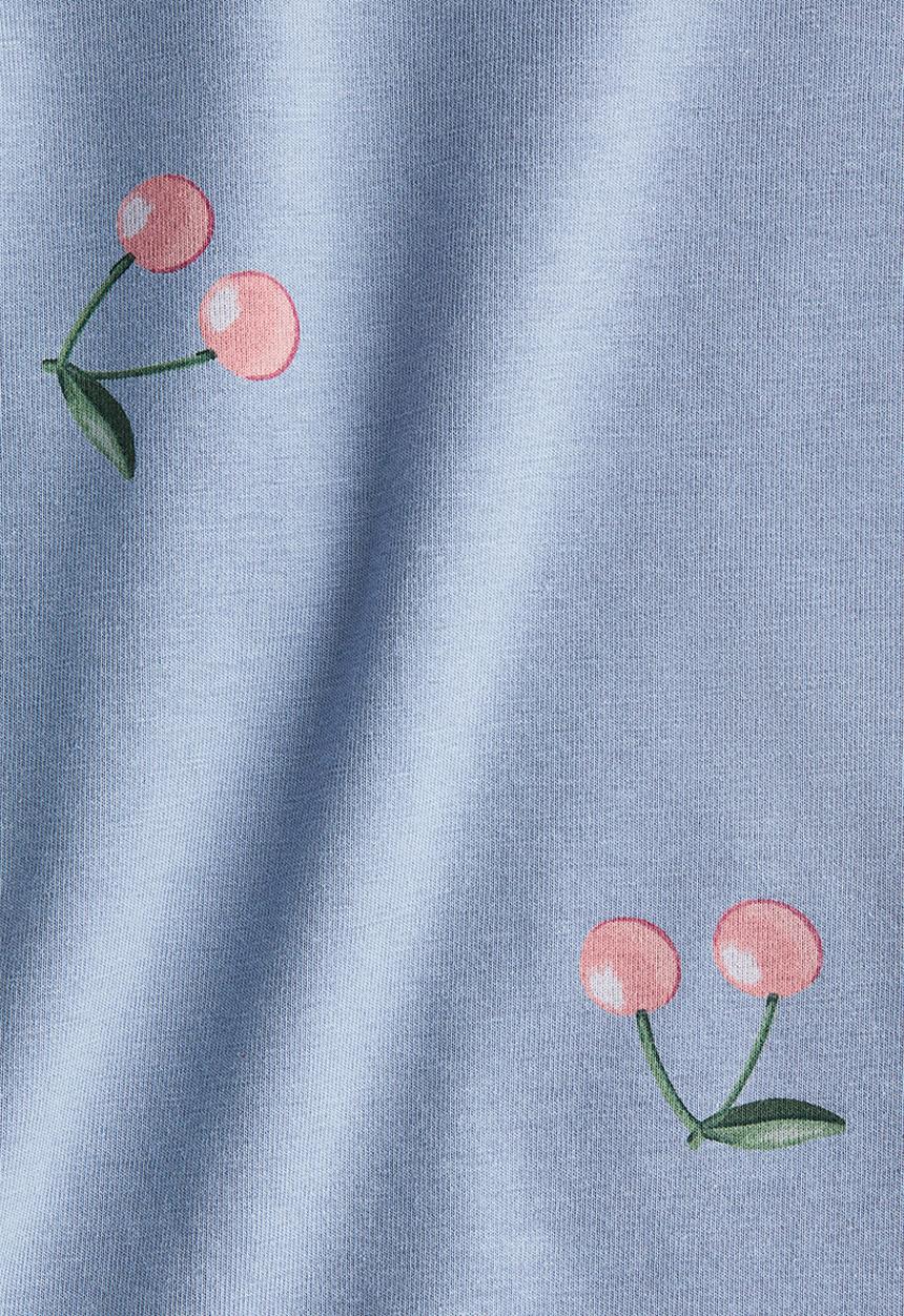 H&M - Printed jersey top - light blue/cherries 