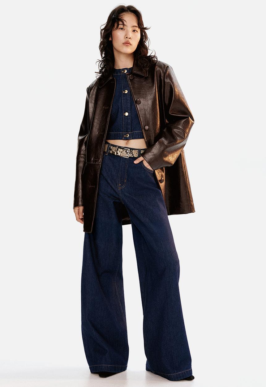 H&M - Wide high jeans - dark denim blue