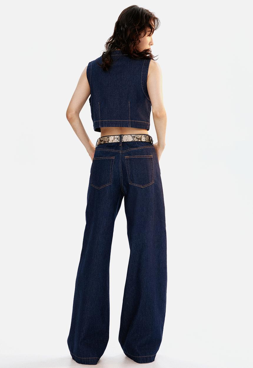 H&M - Wide high jeans - dark denim blue