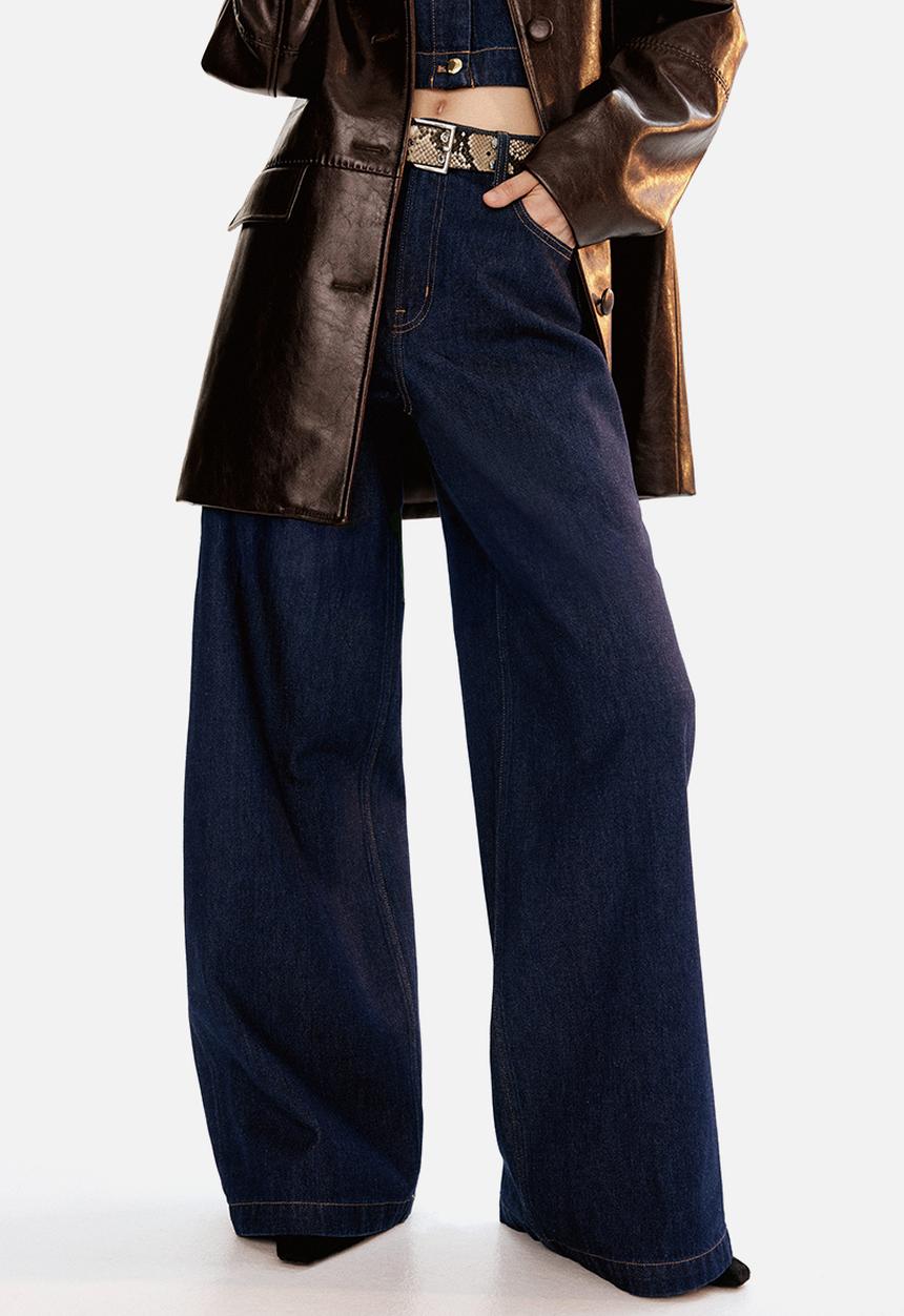 H&M - Wide high jeans - dark denim blue