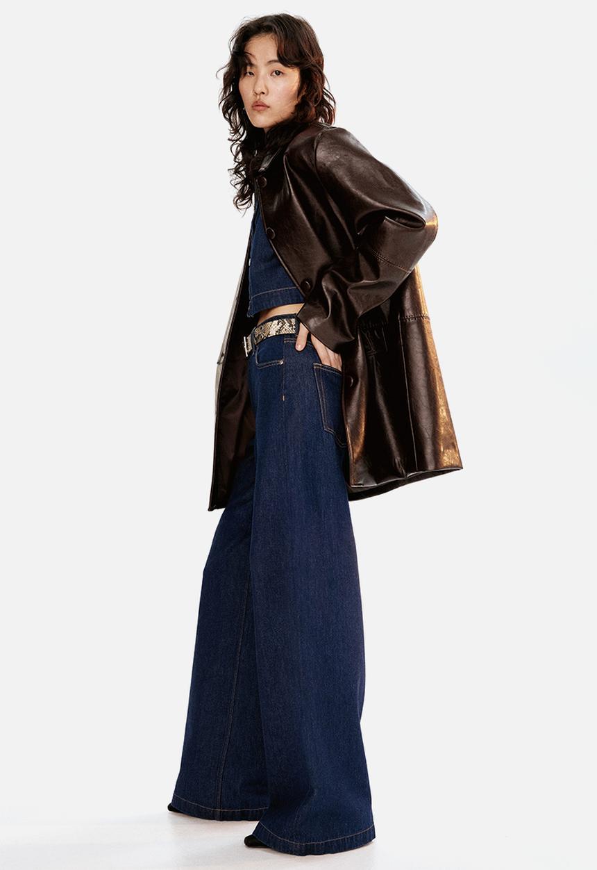 H&M - Wide high jeans - dark denim blue