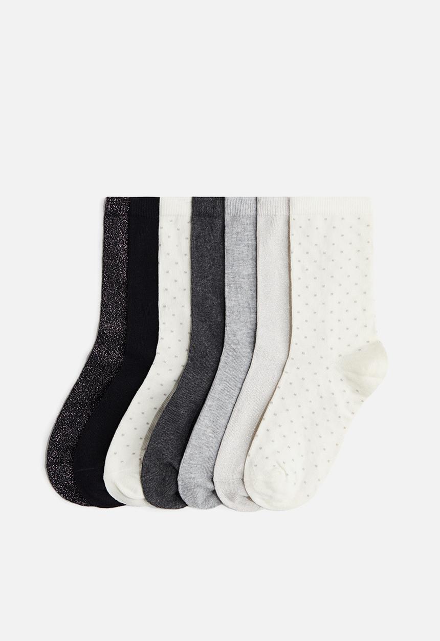 H&M - 7-pack socks - black glittery