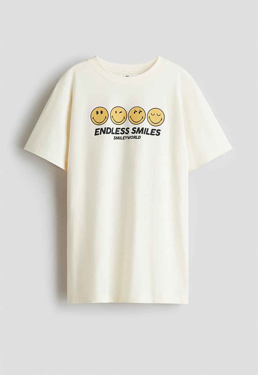 H&M - Printed t-shirt - cream/smileyworld®