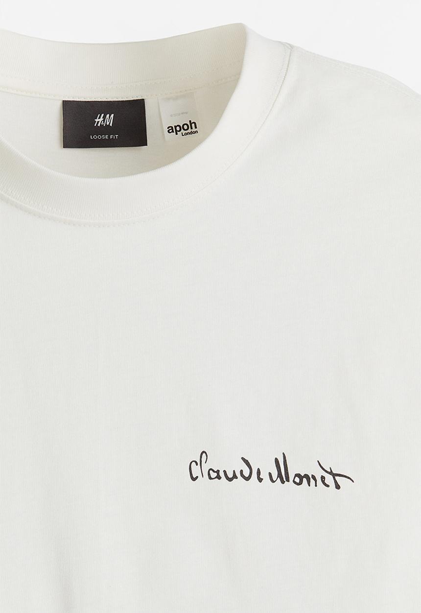 H&M - Loose fit t-shirt - white/claude monet
