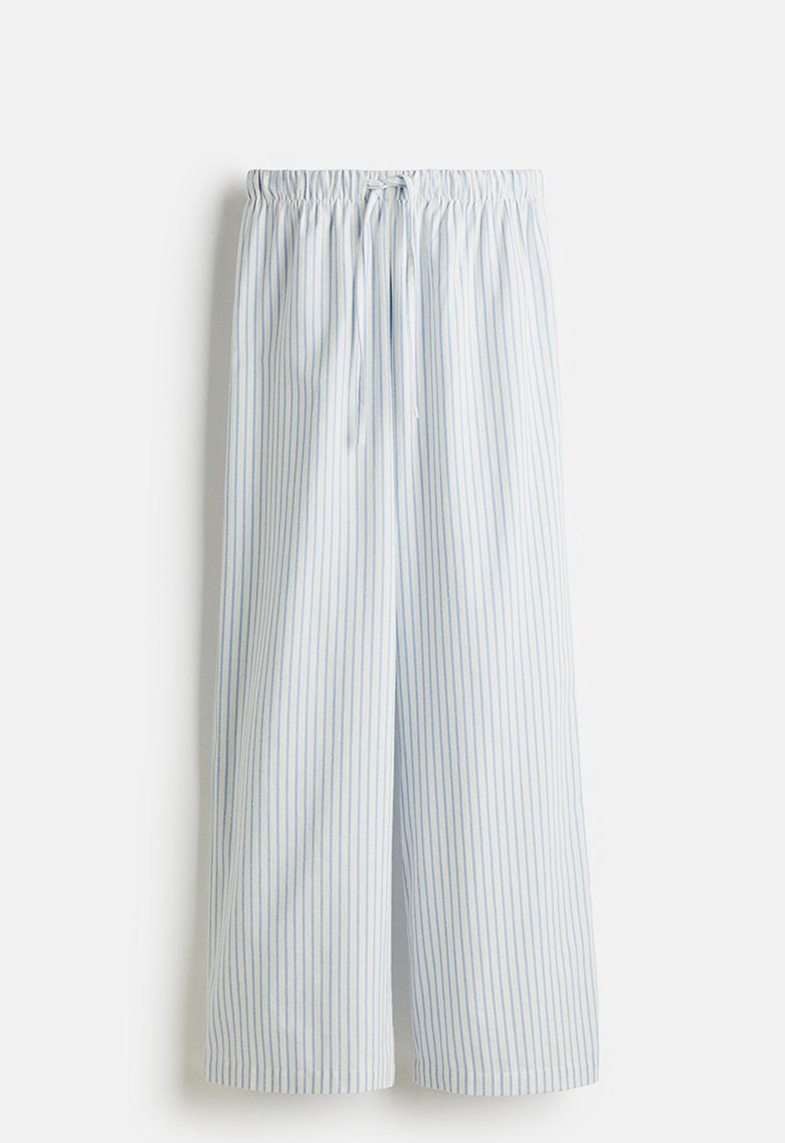 H&M - Flannel pyjama bottoms - white & light blue striped
