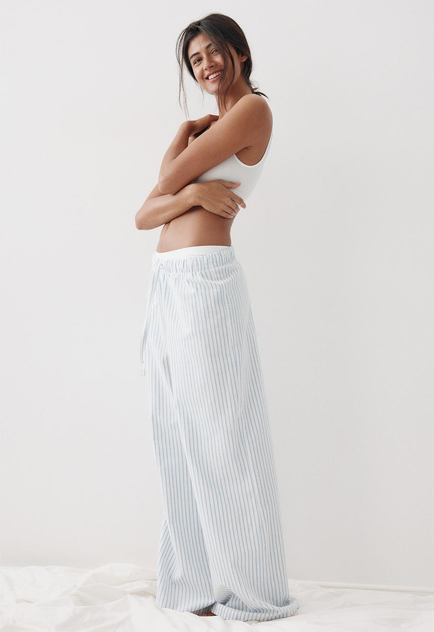 H&M - Flannel pyjama bottoms - white & light blue striped