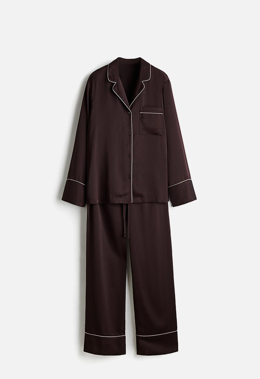 H&M - Satin pyjamas - dark brown