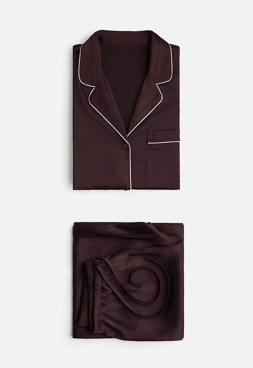 H&M - Satin pyjamas - dark brown