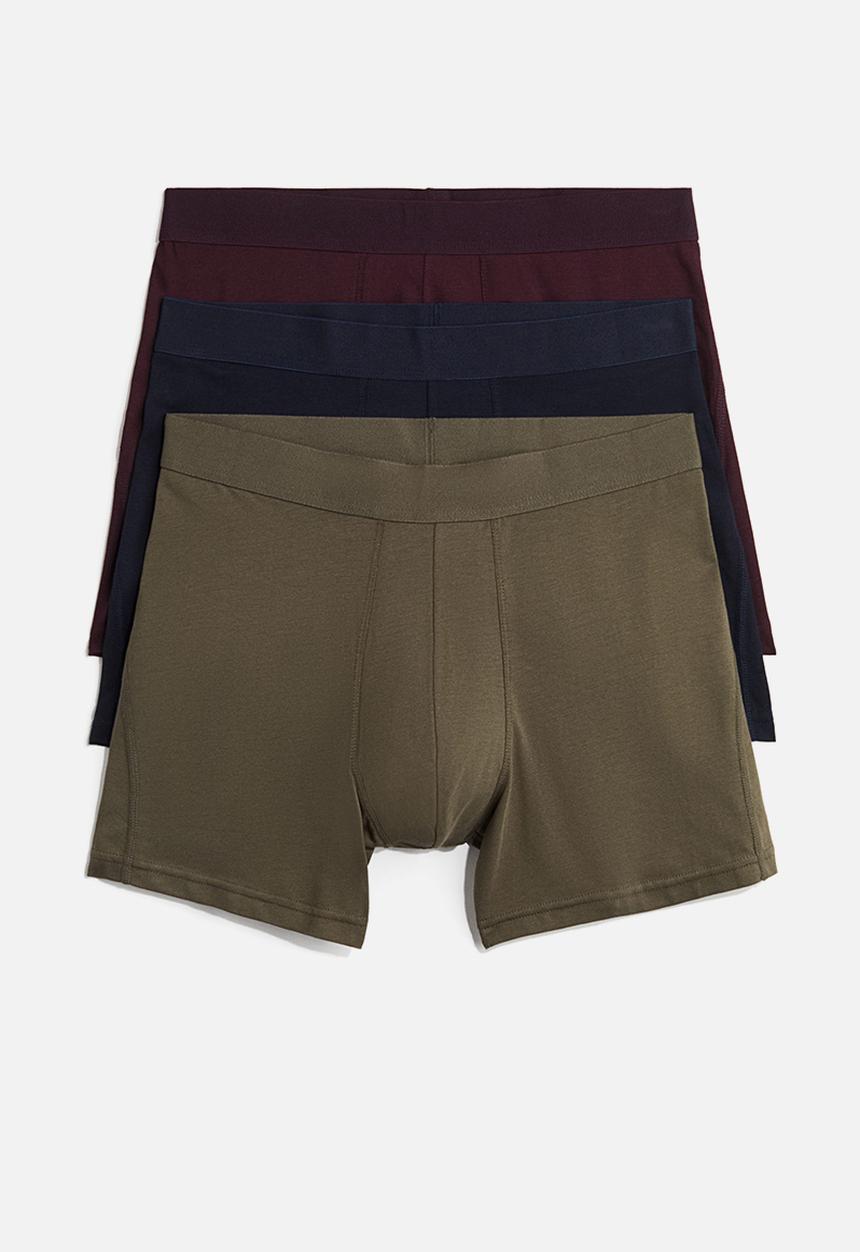 H&M - 3-pack mid trunks with lycra® - green