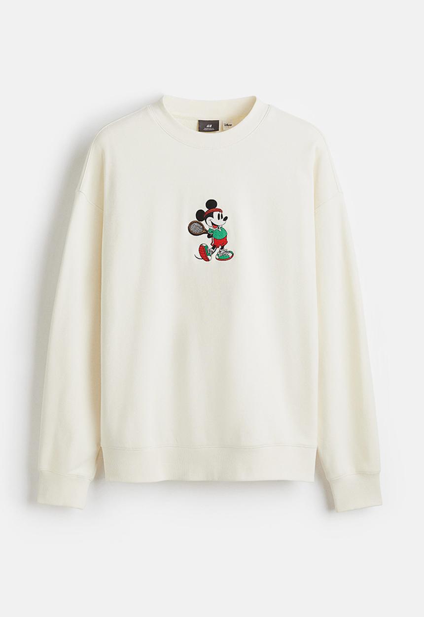 H&M - Oversized fit printed sweatshirt - white/mickey mousee