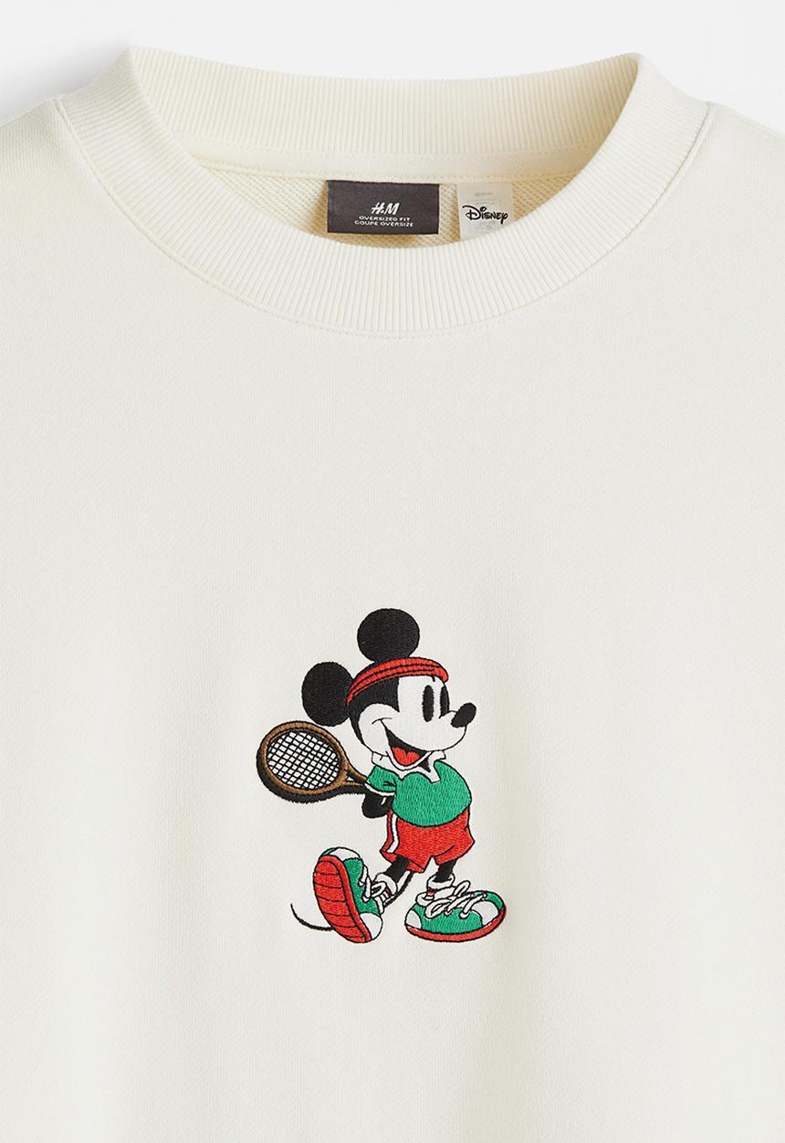 H&M - Oversized fit printed sweatshirt - white/mickey mousee