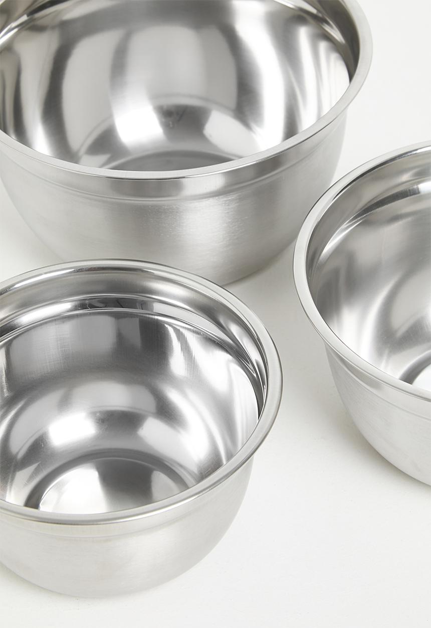 Excellent Houseware - Stella stainless steel bowl with lid set of 3 - Silver