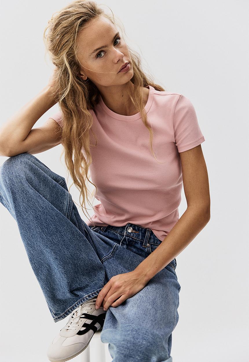 H&M - Ribbed t-shirt - pink