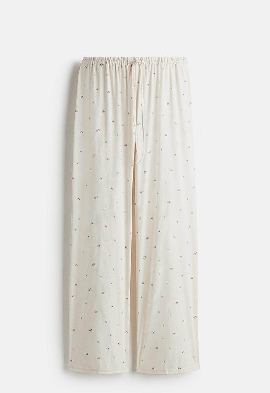 H&M - Pointelle pyjama bottoms - cream floral 