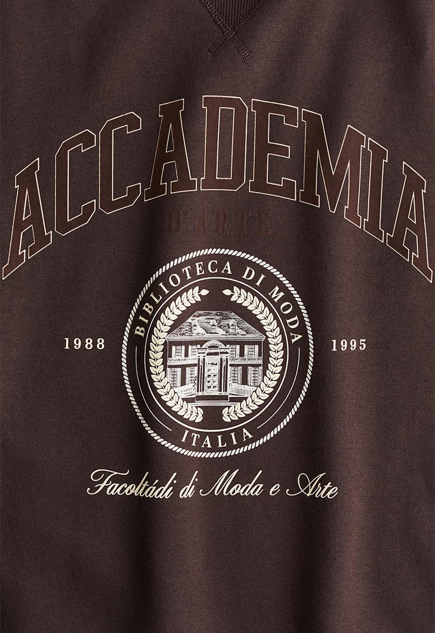 H&M - Text-motif sweatshirt - dark brown accademia