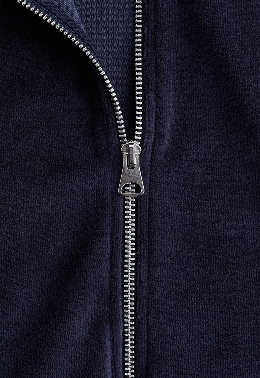 H&M - Velour zip-through jacket - navy blue