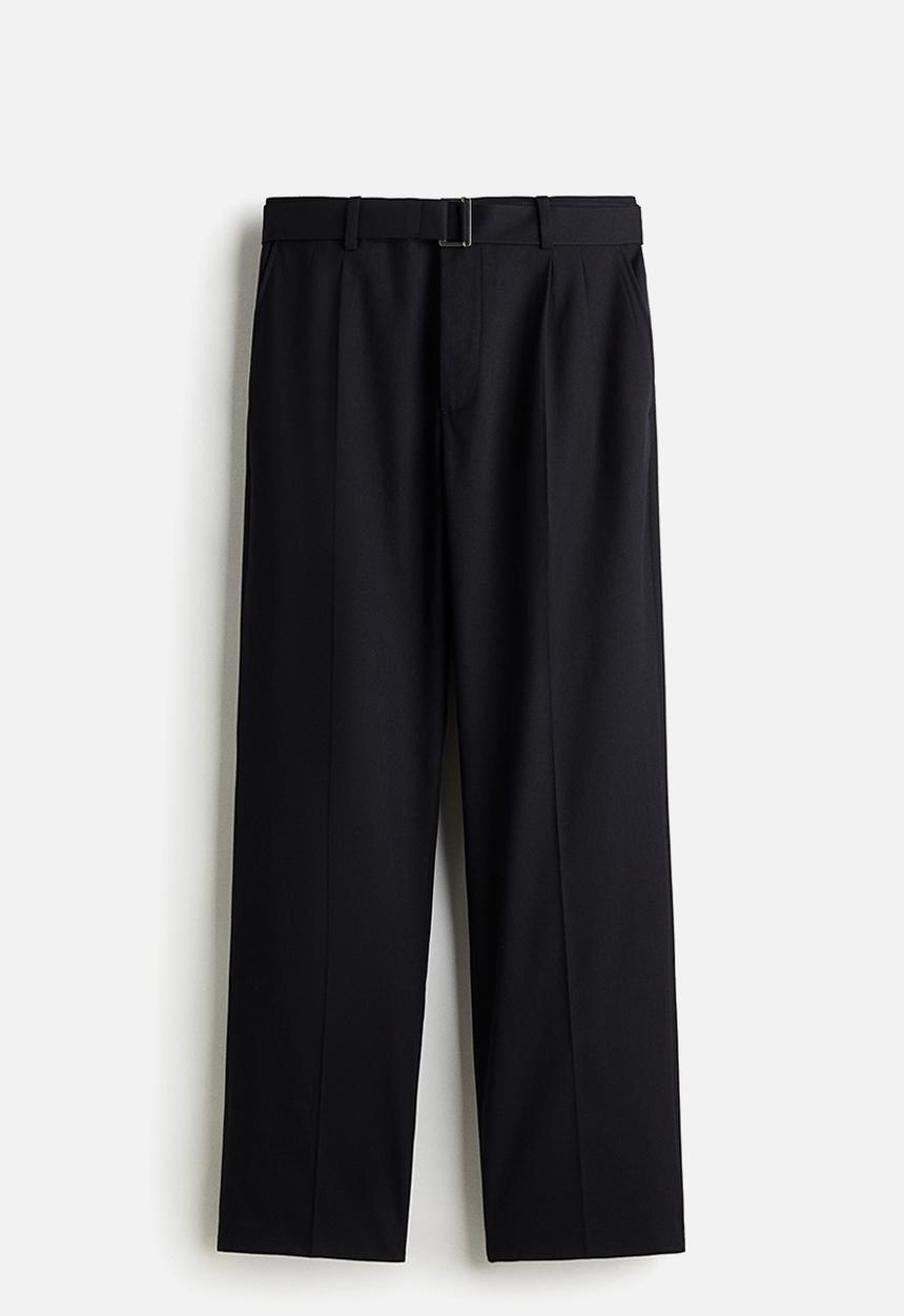H&M - Relaxed fit belted trousers - navy blue