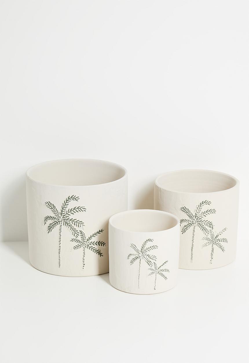 H&S - Palms planter set of 3 - Ecru