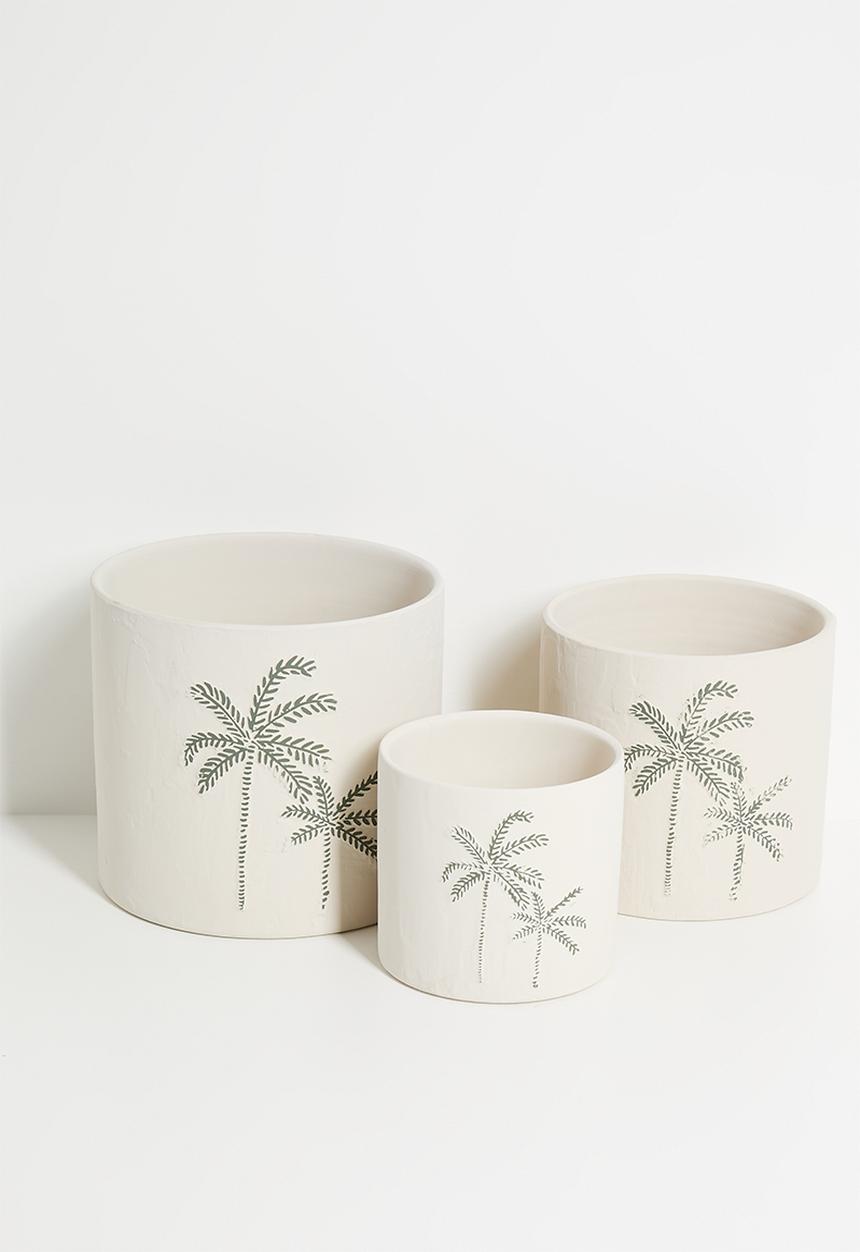H&S - Palms planter set of 3 - Ecru
