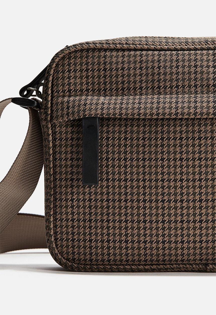 H&M - Nylon crossbody bag - beige/dogtooth pattern