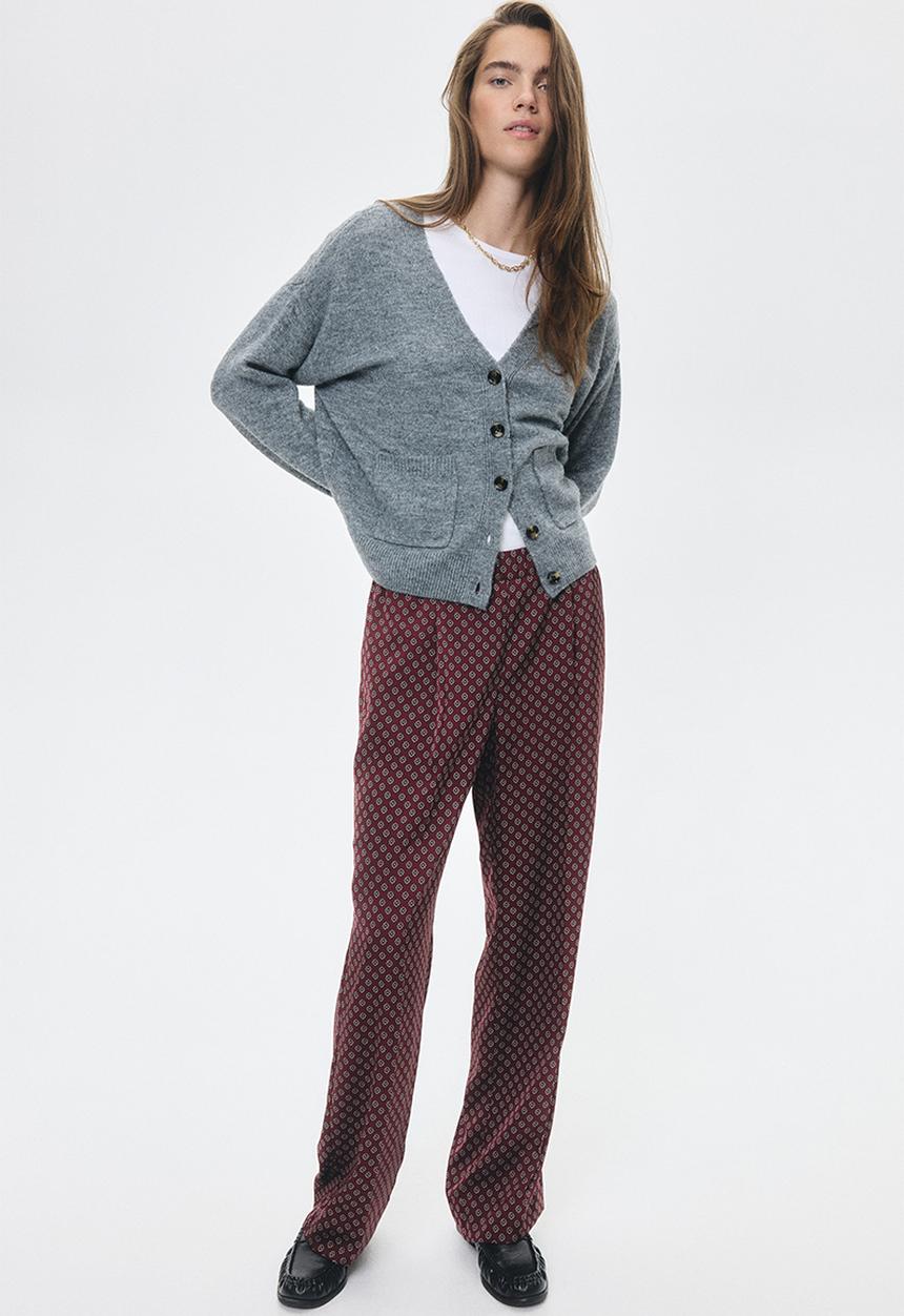 H&M - Pull-on trousers - burgundy/patterned 