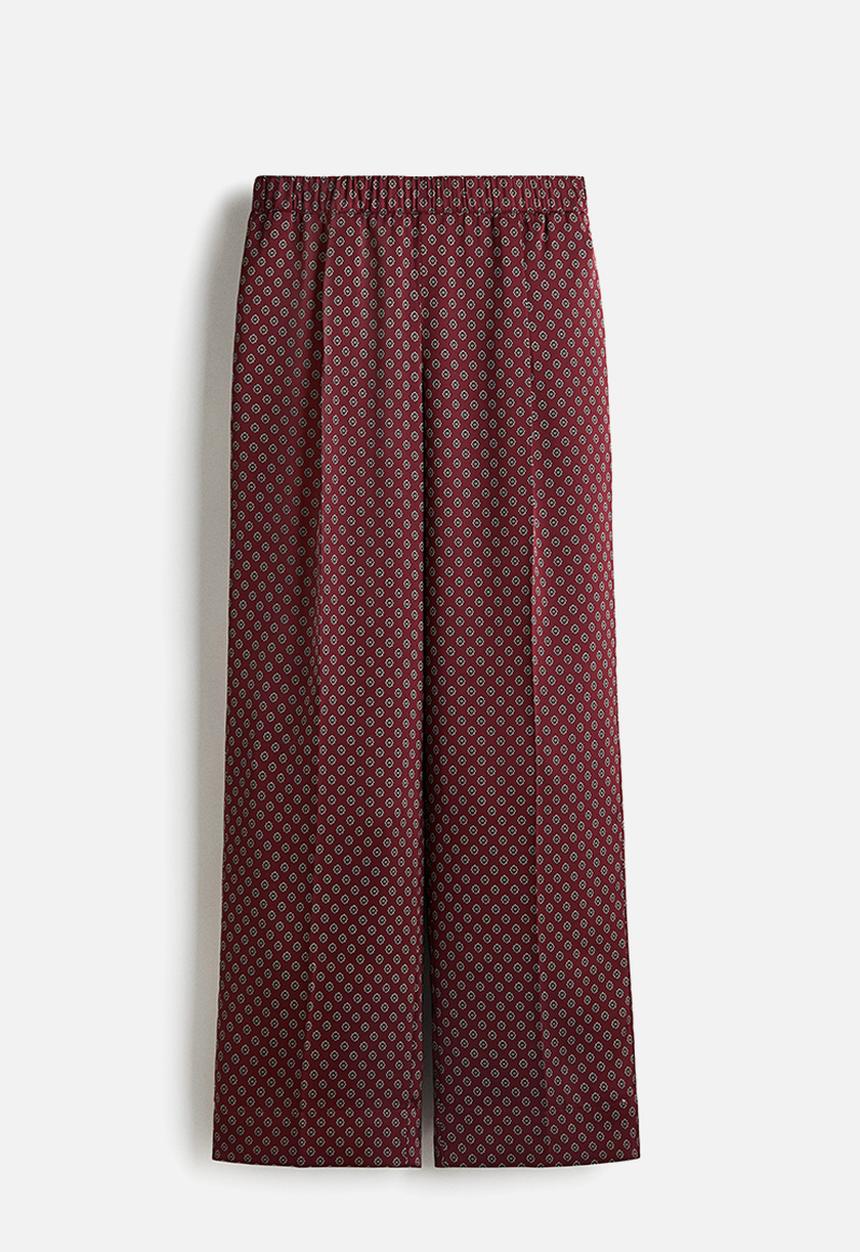 H&M - Pull-on trousers - burgundy/patterned 