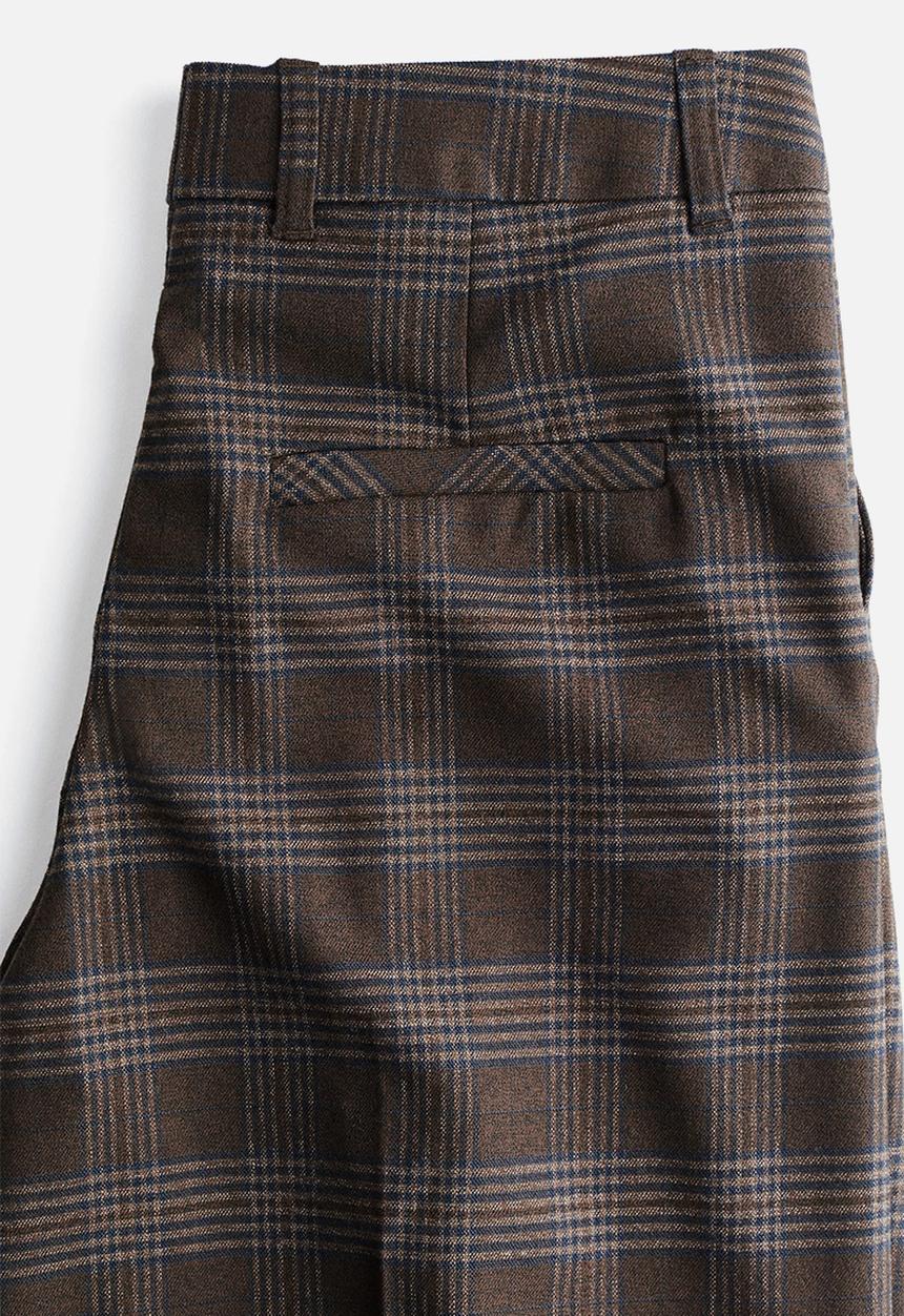 H&M - Wide tailored trousers - dark brown/checked