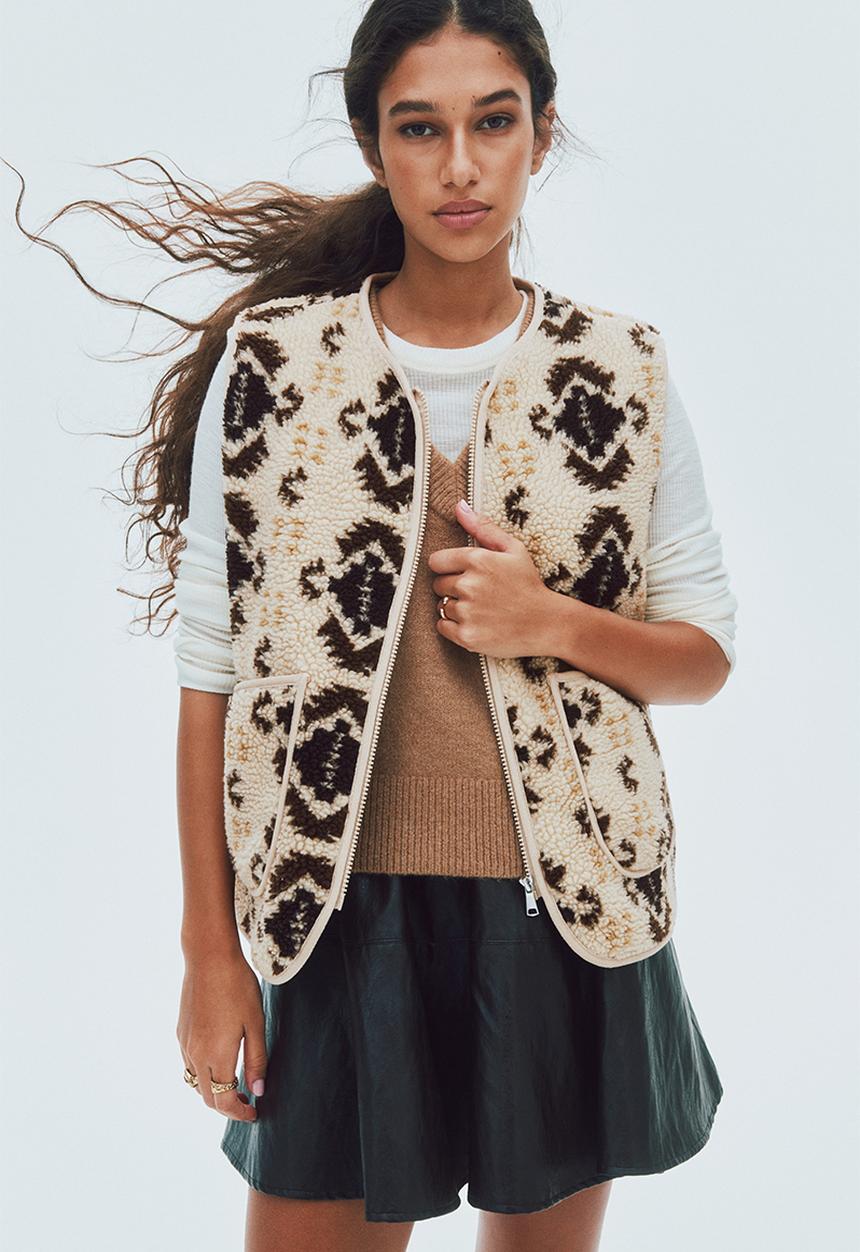H&M - Teddy gilet - beige/patterned